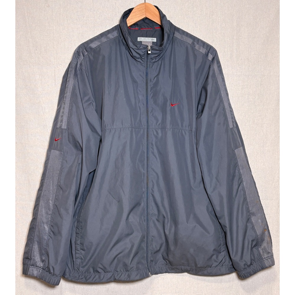 Nike Vintage Y2K Mens XL Windbreaker Jacket‎ Full Zip Grey Mesh Track Jacket